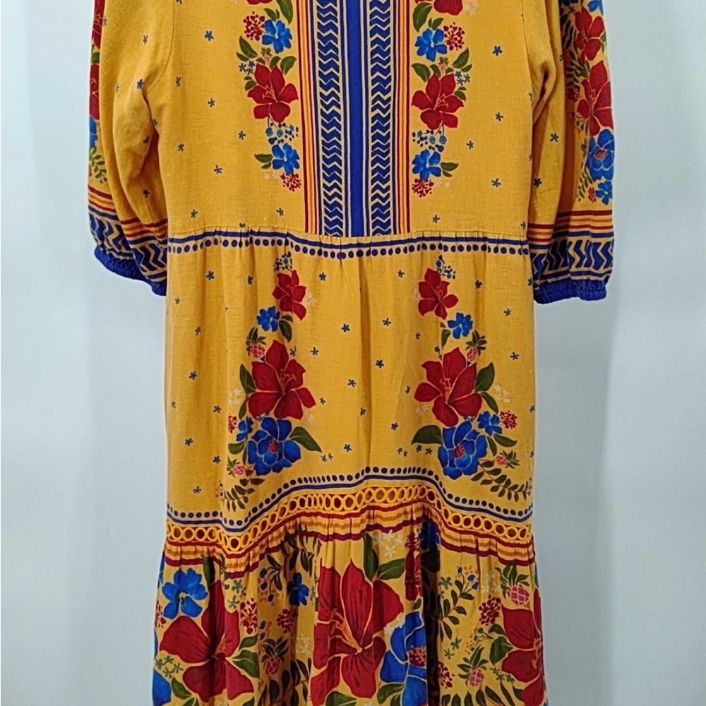 FARM Rio Yellow Floral Maxi Dress with Blue & Red Accents - Picture 3 of 16